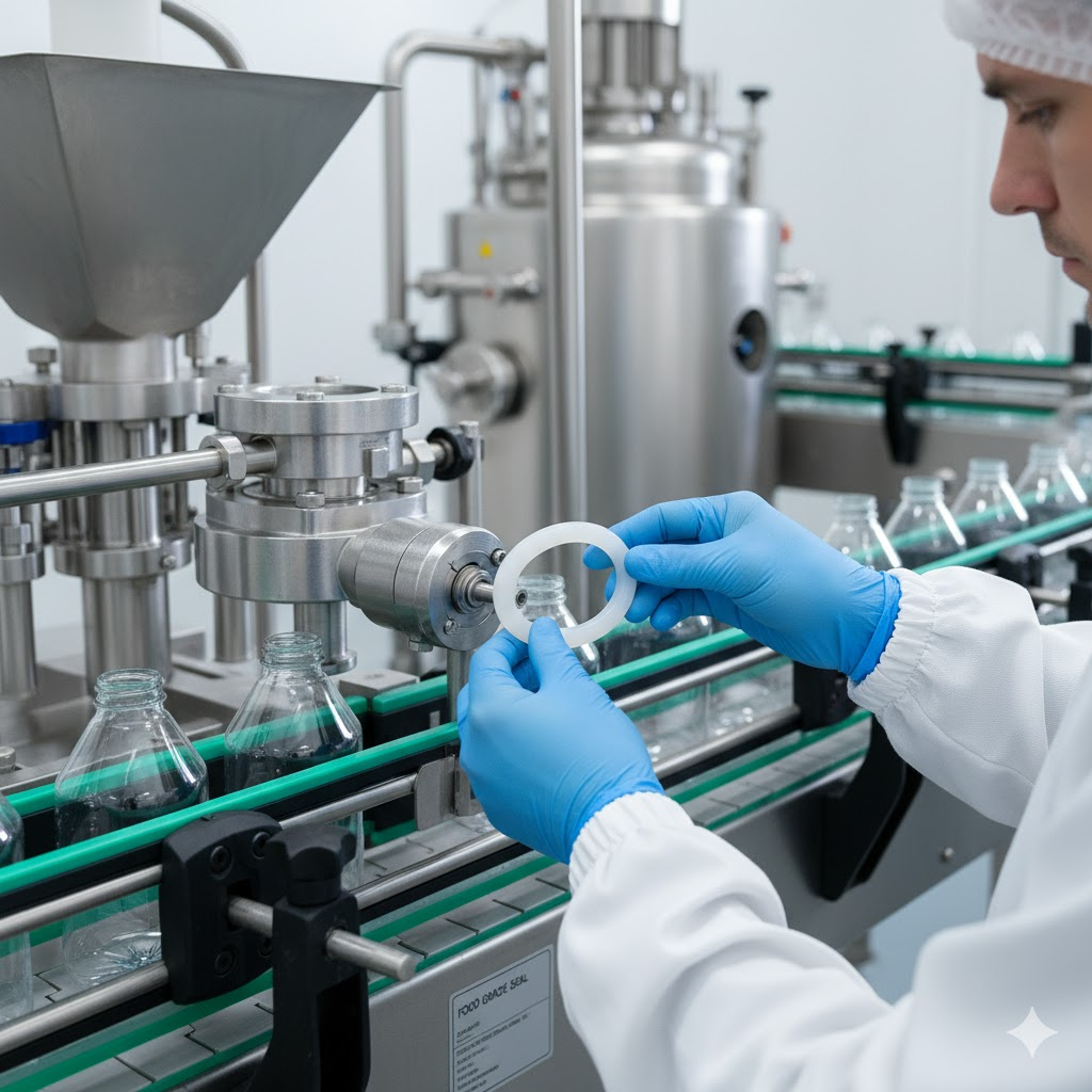 aplicação de anel de silicone na indústria alimentícia